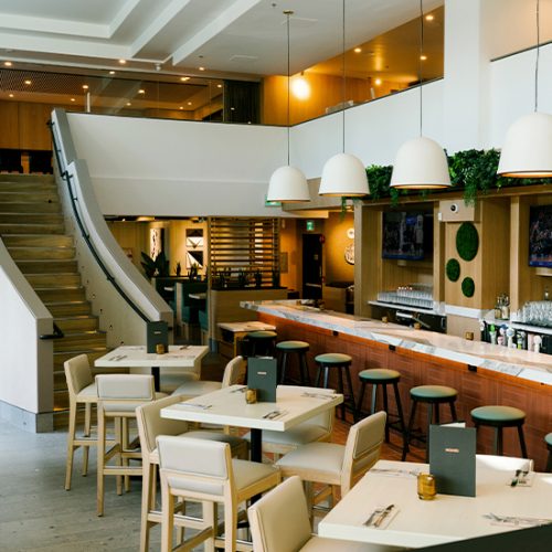 restaurant with happy hour near rogers arena in downtown vancouver